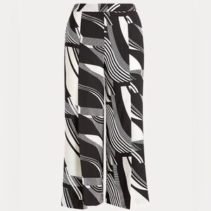 Lauren Ralph Lauren Palazzo Pants Wide Leg 12 Abstract‎ Black White Artsy Whimsy